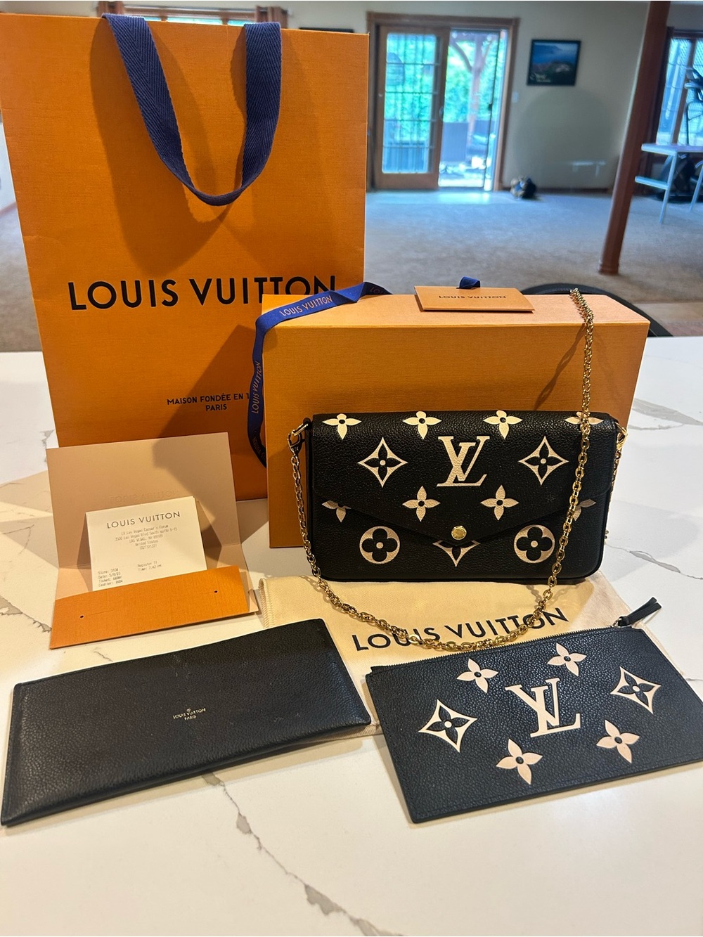 Louis Vuitton Empreinte Monogram Felicie Pochette Black Beige